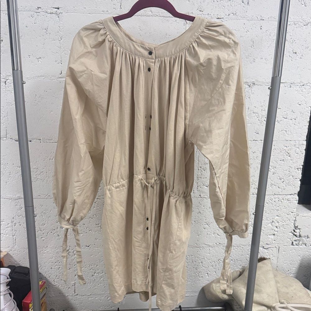 Zara Cream Button-Up Dress - BRAND NEW Tags - Size Medium - Tie Sleeves